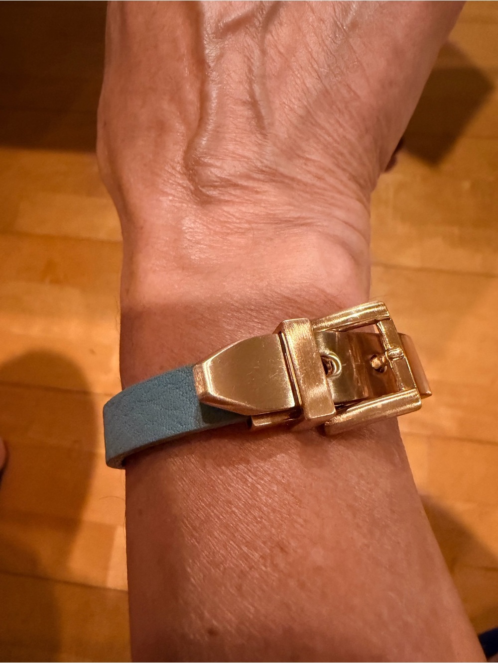 New Gold Buckle Blue Suede Bracelet